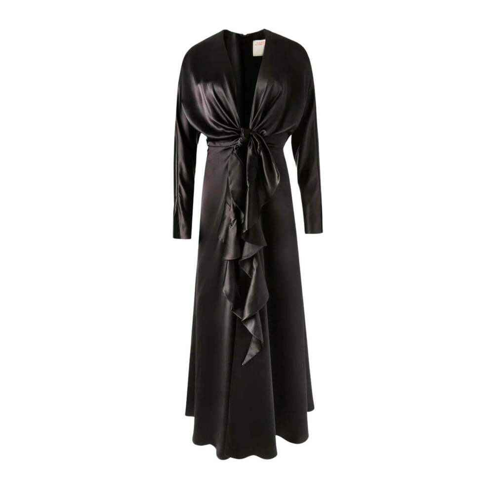 Alejandra Alonso Rojas - Knot Silk Dress with Ruffles - US 2